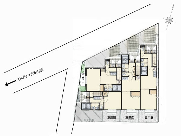 埼玉県新座市のペット可共生賃貸マンション アミーチェ 建物配置図