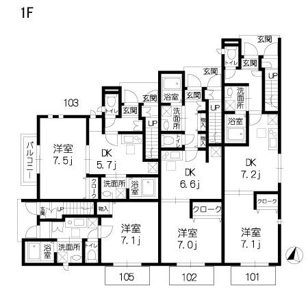 埼玉県新座市のペット可共生賃貸マンション アミーチェ 1階間取り・賃料
