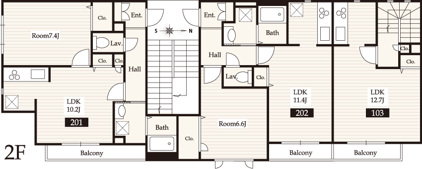 2階間取図/ペット共生型賃貸マンション「ラ・セゾン・クレール赤堤」