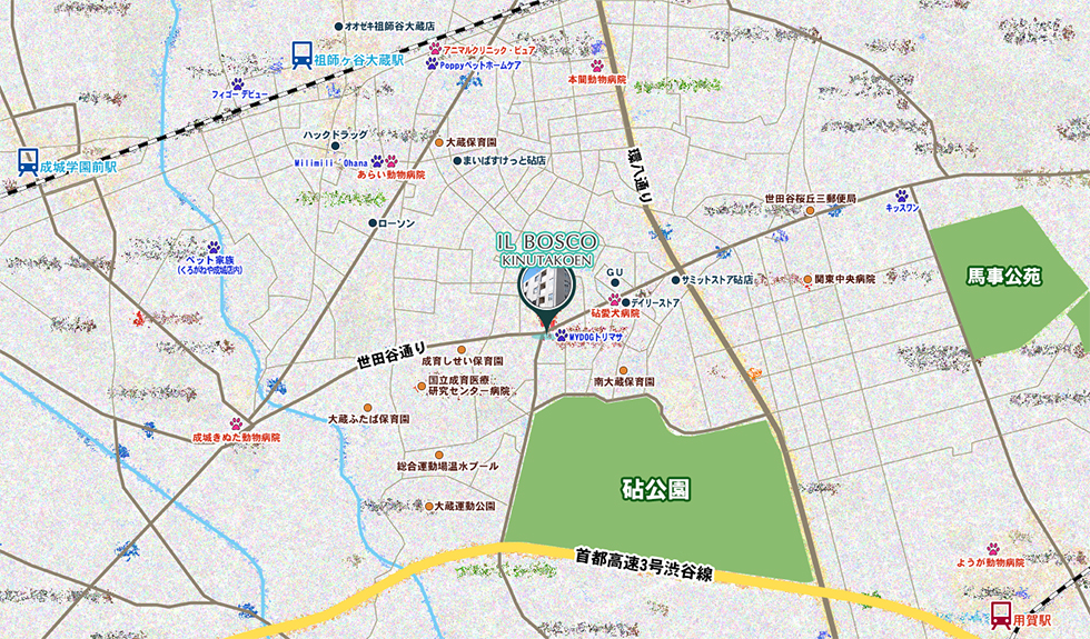 イルボスコ砧公園　周辺MAP