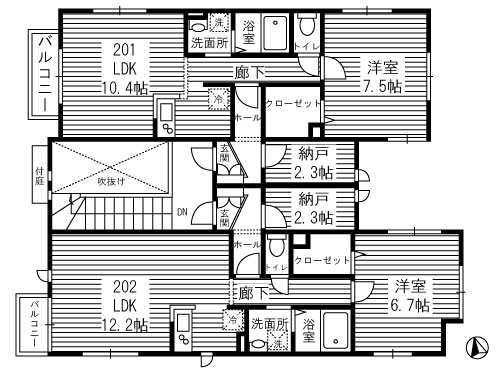 神奈川県横浜市上大岡のペット可(犬猫)ペット共生賃貸マンション 2F間取・賃料