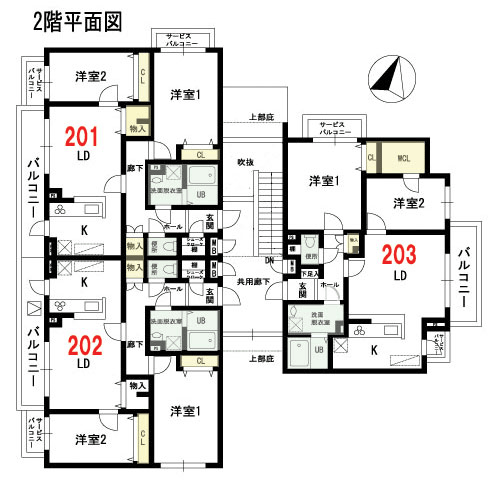 JR横浜線「成瀬」駅徒歩１７分 ペット共生型マンション 「セレナ」　２階平面図