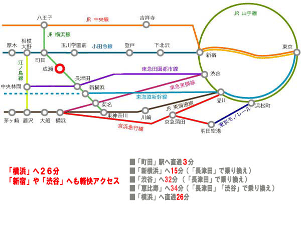 JR横浜線「成瀬」駅徒歩１７分 ペット共生型マンション 「セレナ」　路線図