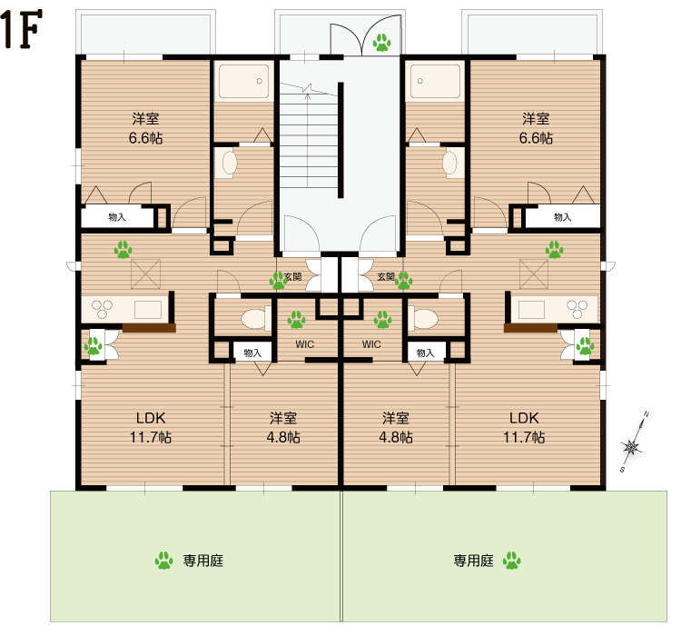 間取り図1階/ペット共生型賃貸マンション「Casa de Cura」