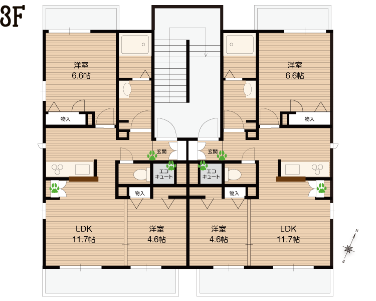 間取り図3階/ペット共生型賃貸マンション「Casa de Cura」