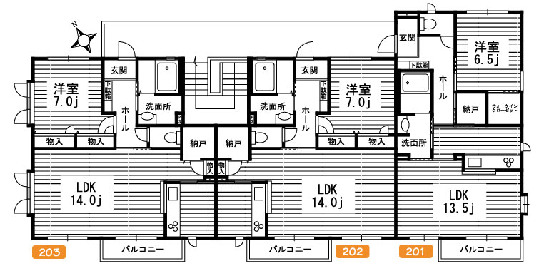 2F間取り図|アレイ野火止Ａ 埼玉県新座市のペット可(犬猫)ペット共生賃貸マンション