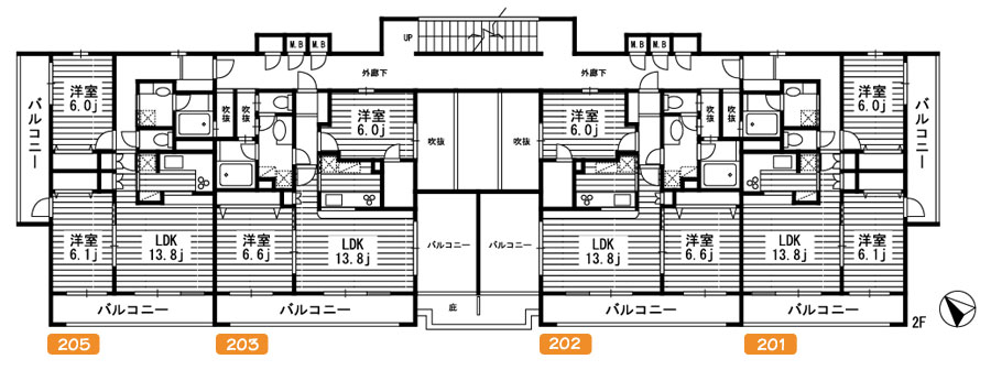 埼玉県新座市のペット可(犬 猫)ペット共生賃貸マンション アレイ野火止 2F間取り