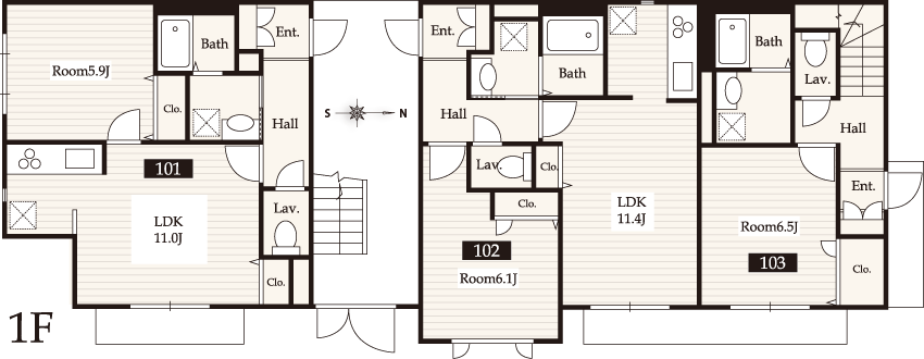 1階間取り図/ペット共生型賃貸マンション「ラ・セゾン・クレール赤堤」