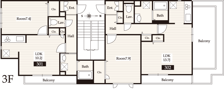 3階間取図/ペット共生型賃貸マンション「ラ・セゾン・クレール赤堤」