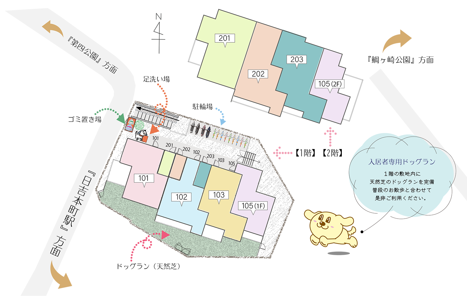 デニスコート北棟（敷地配置図）