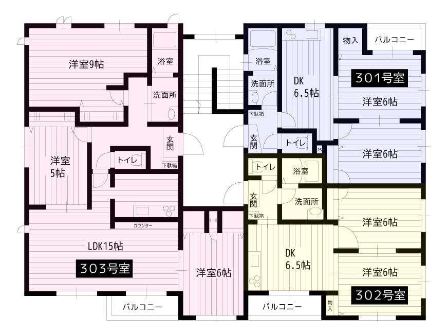 間取り図3階/東京都文京区のペット可(犬猫)ペット共生型賃貸マンション「ベルハウス白山」