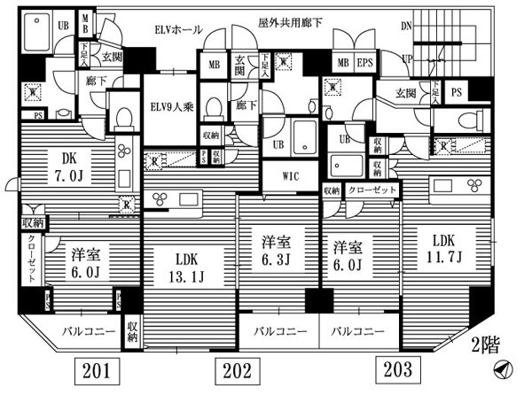 ペット共生型賃貸マンション　デラフェリチッタ  東京メトロ半蔵門線・都営浅草線「押上」徒歩11分 2F　間取図