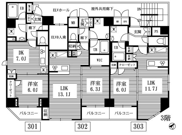 新築ペット共生型賃貸マンション　デラフェリチッタ  東京メトロ半蔵門線・都営浅草線「押上」徒歩11分 3F　間取図