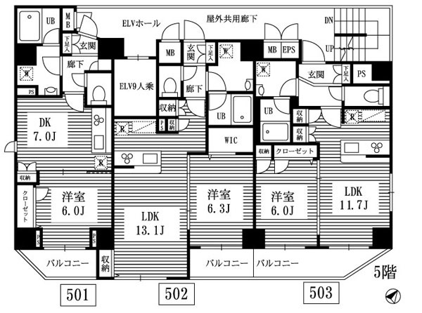 新築ペット共生型賃貸マンション　デラフェリチッタ  東京メトロ半蔵門線・都営浅草線「押上」徒歩11分 5F　間取図