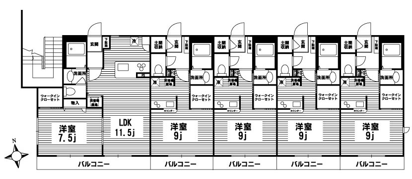 東京都新宿区大久保のペット可(犬猫)ペット共生賃貸マンション プロスペリートクラ2F間取り図