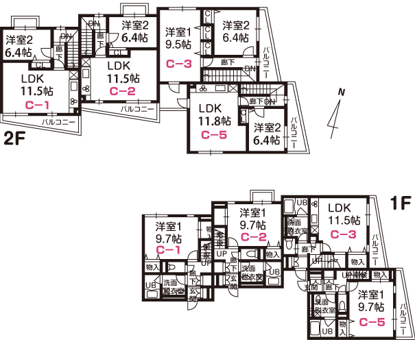 Ｃ－棟　間取り/ペット共生型賃貸マンション「サウスコート」