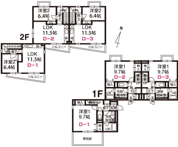 Ｄ－棟　間取り/ペット共生型賃貸マンション「サウスコート」