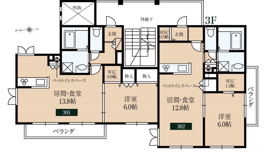 3階間取り/ペット共生型賃貸マンション「ポプラガーデン」