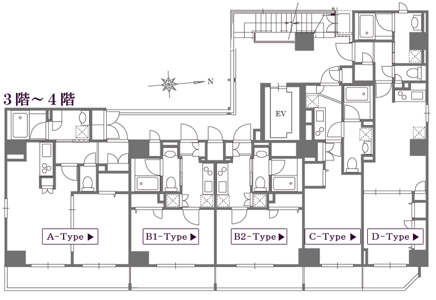 3～4階間取図/ペット共生型賃貸マンション「マストライフ鳥越」