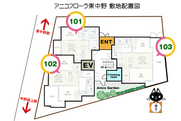 アニコフローラ東中野 1階配置図